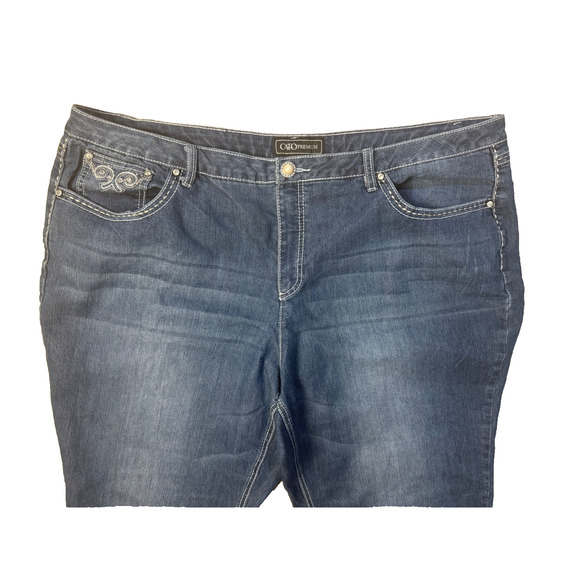 Cato Premium Bling Flap Pocket Dark Denim Jeans 26W Plus Pearl Button Western - Picture 4 of 6